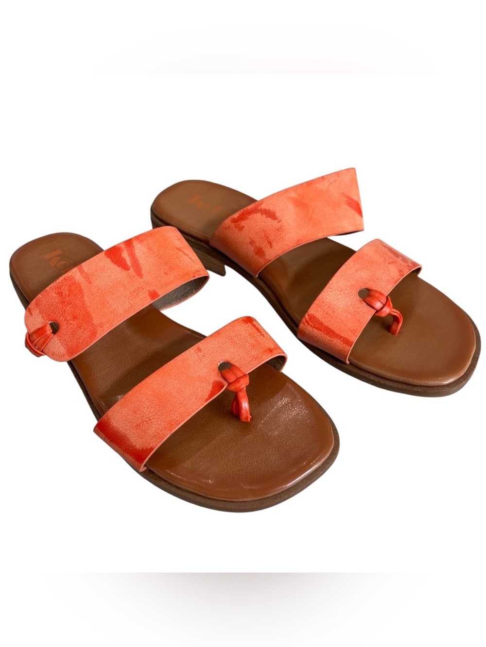 KORKS Sansa Slide Sandals Shoe Toe Orange Brown Women 9 Comfort Cushion NWOB NEW